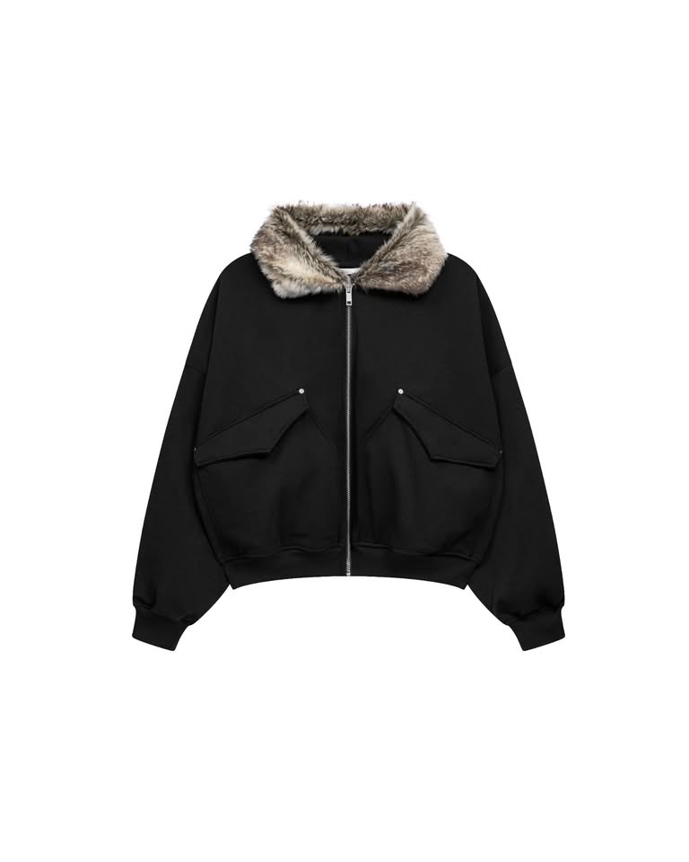 Fur-Lined Jacket - Black